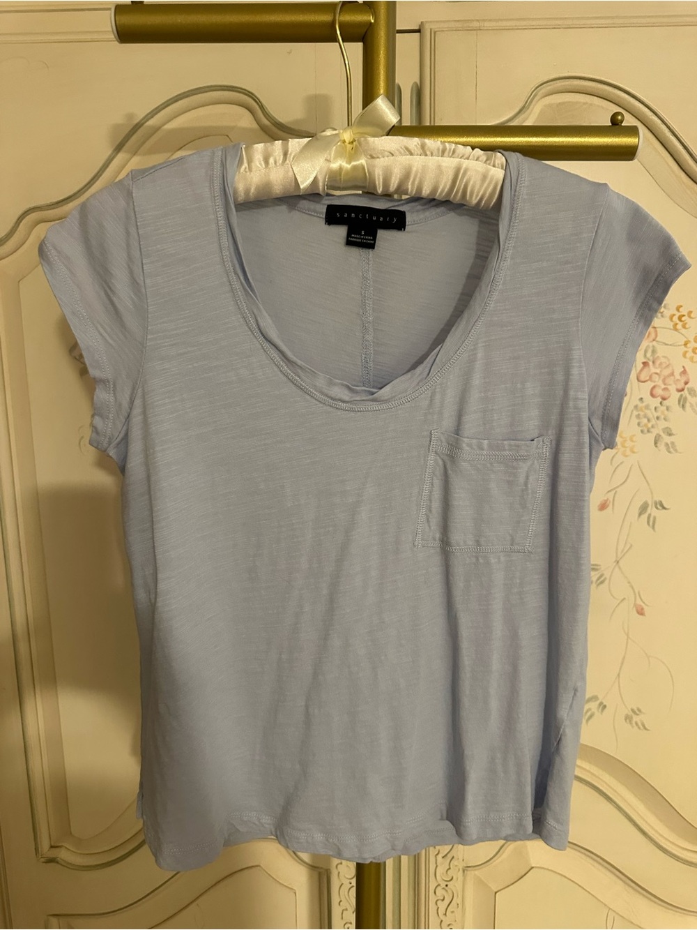 Sanctuary Pale Blue Scoop Neck Pocket Tee
